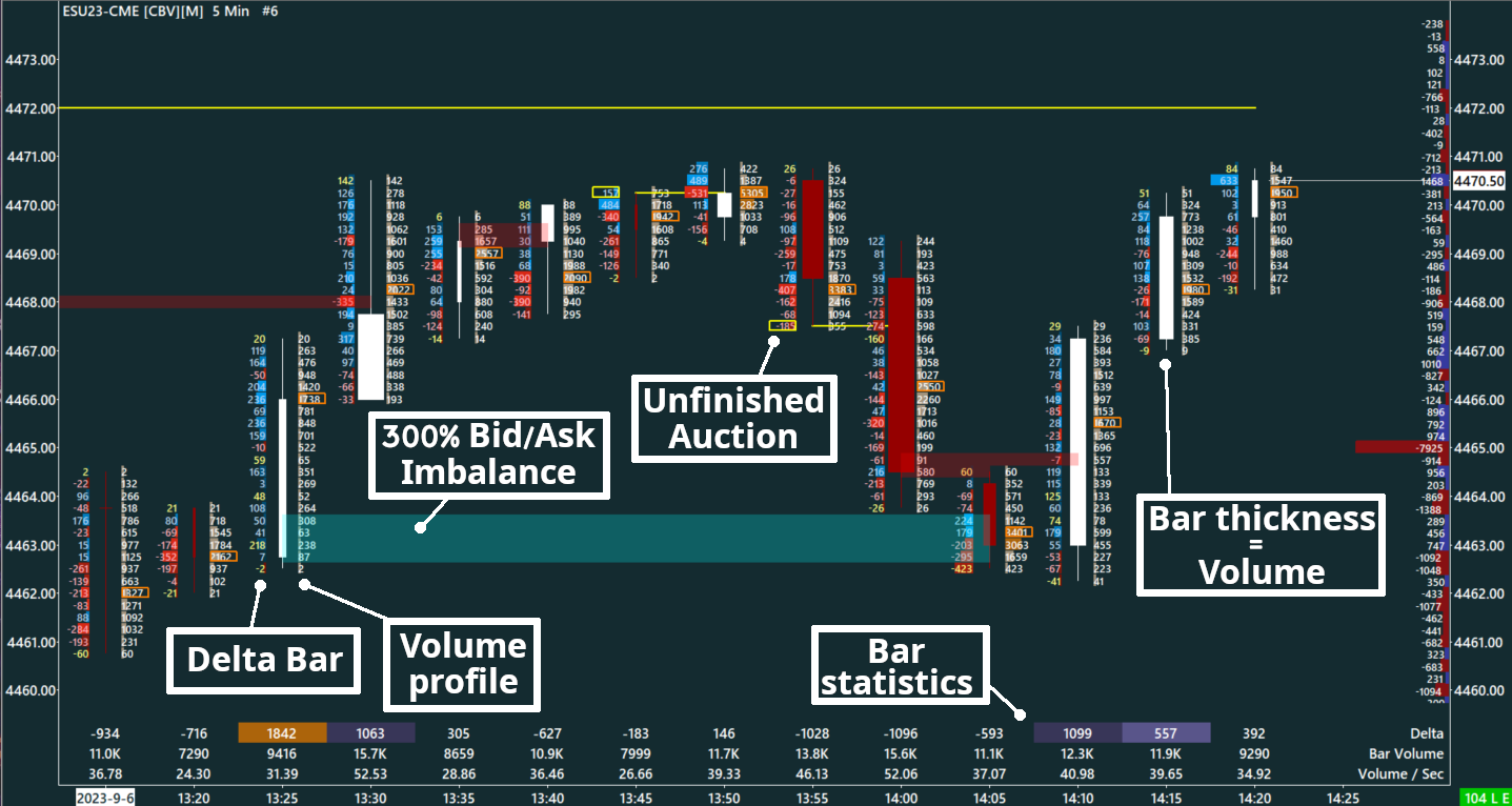 Delta Footprint, S&P 500, 5 minutes