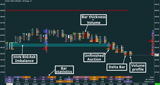 Delta Footprint, Corn, 5 ticks range bars